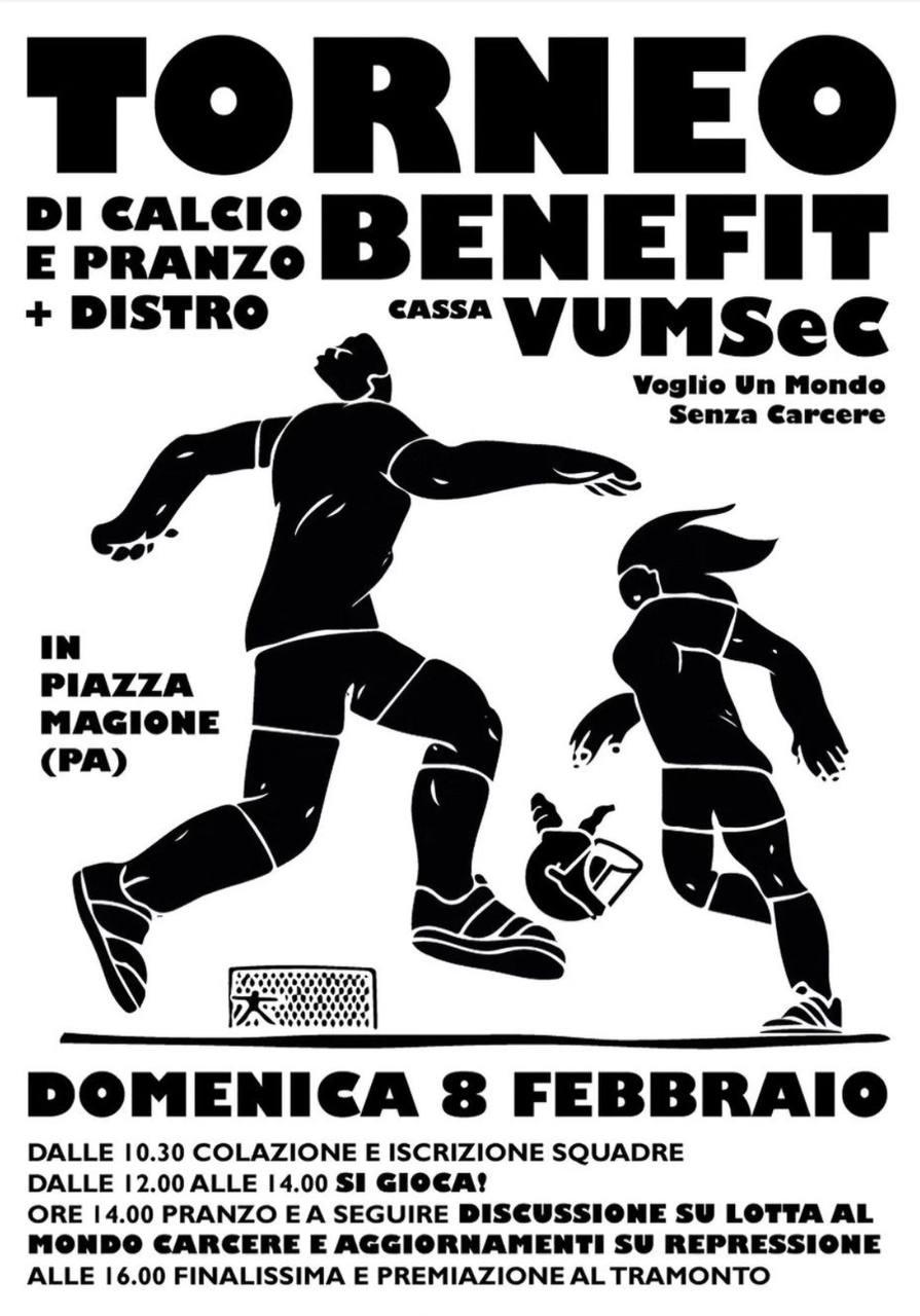 Domenica 8 Febbraio TORNEO di Calcio e Pranzo BENEFIT + DISTRO cassa VUMSEC